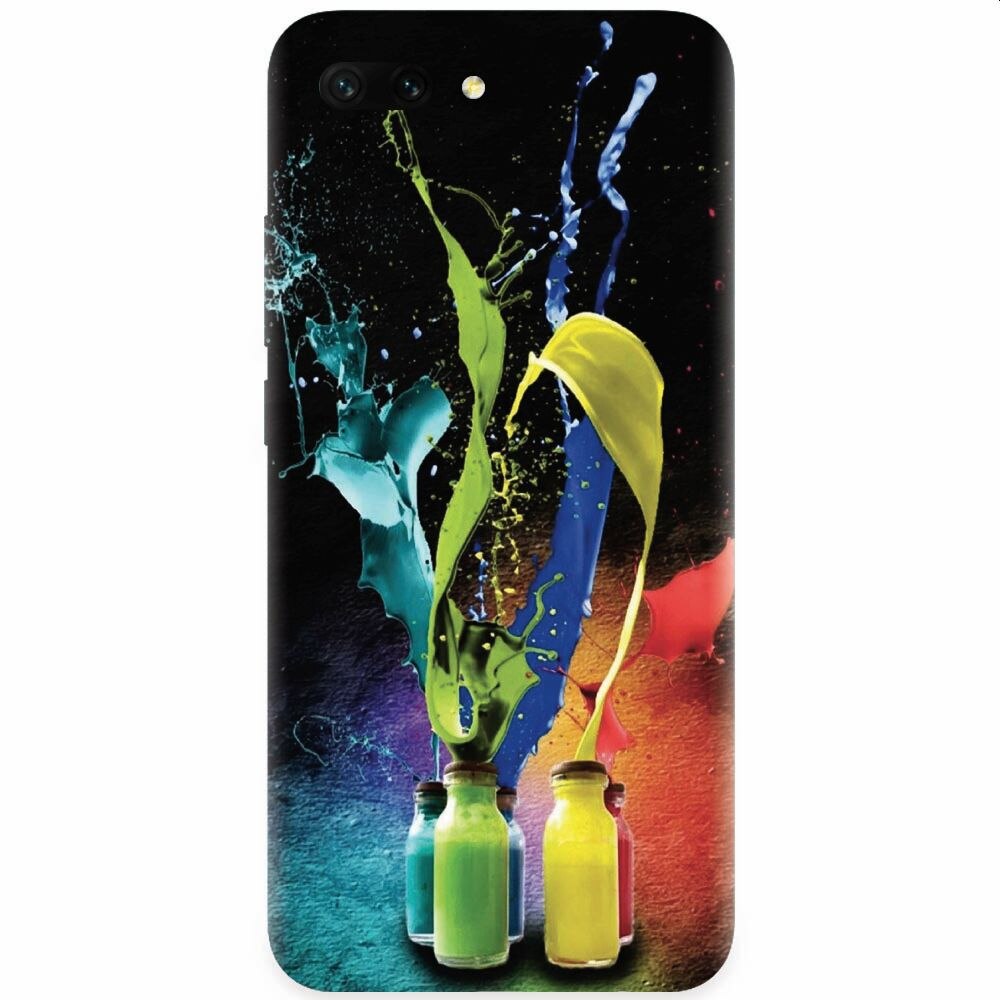 Husa silicon pentru Honor 10, Abstract Color Bottles Splash