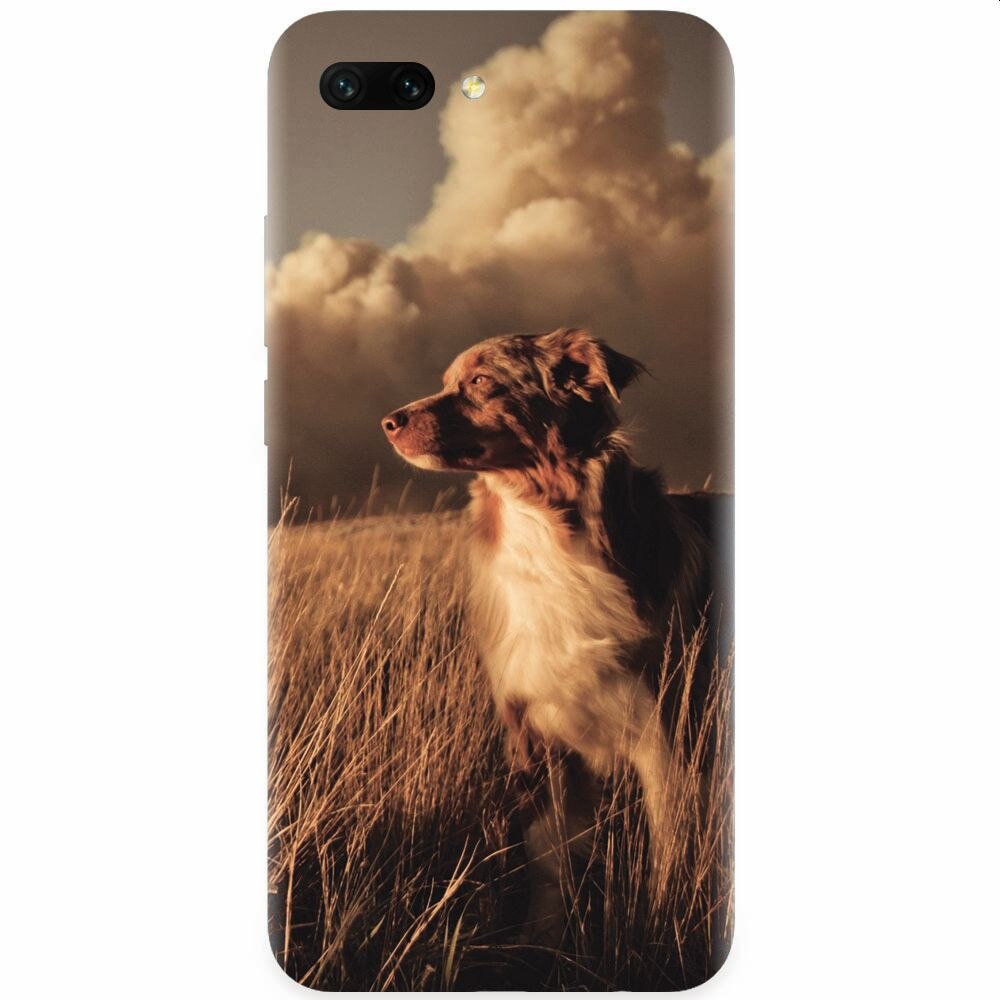 Husa silicon pentru Honor 10, Alone Dog Animal In Grass