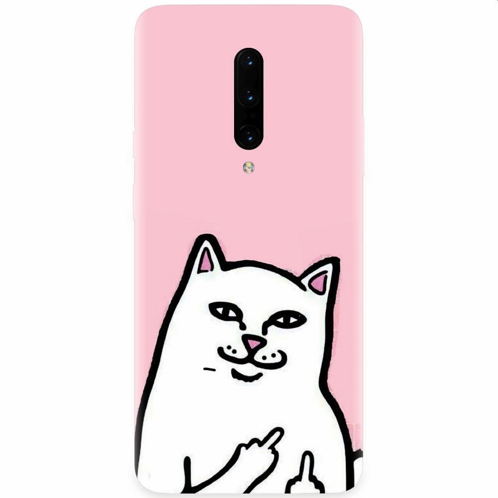 Husa silicon pentru OnePlus 7 Pro, White Cat