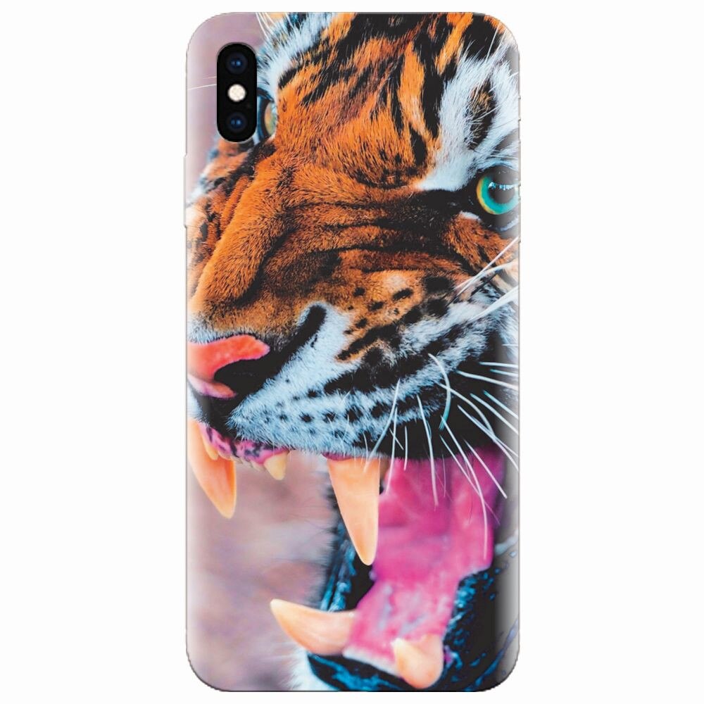 Husa silicon pentru Apple Iphone XS Max, Angry Tiger Teeth Fresh