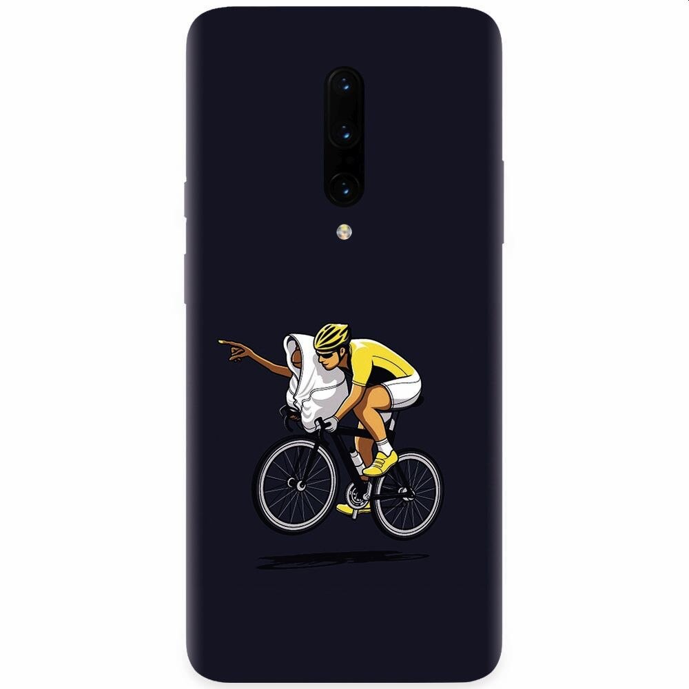 Husa silicon pentru OnePlus 7 Pro, ET Riding Bike Funny Illustration
