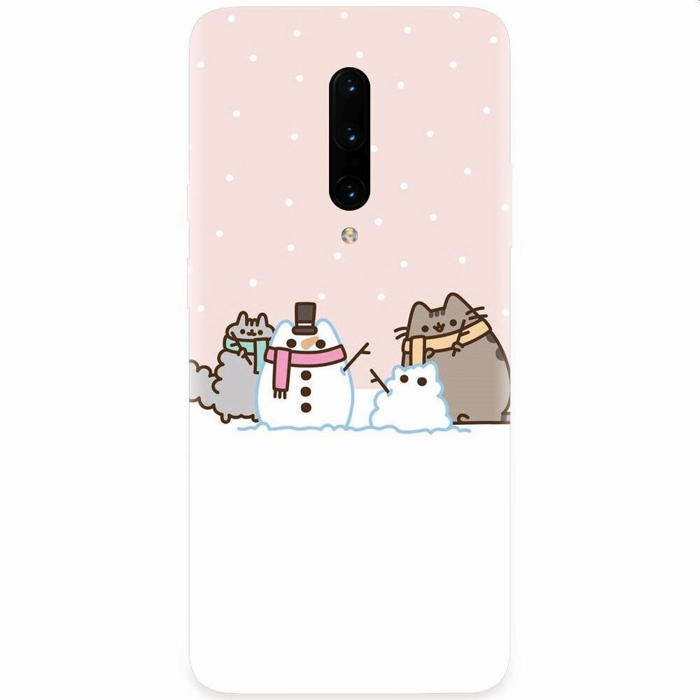 Husa silicon pentru OnePlus 7 Pro, Cat And Snowman