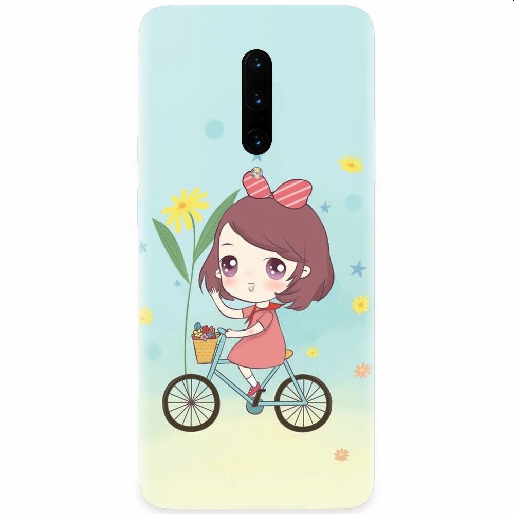 Husa silicon pentru OnePlus 7 Pro, Girl And Bike