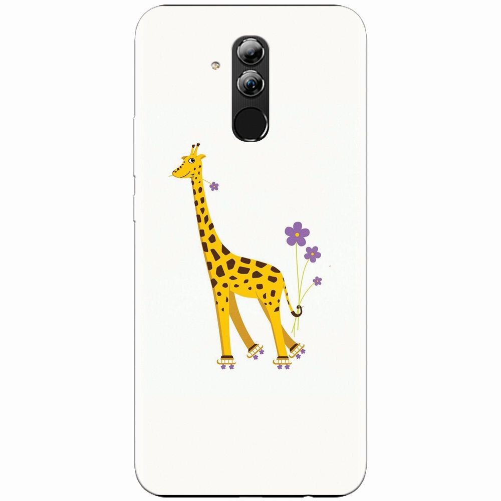 Husa silicon pentru Huawei Mate 20 Lite, Rollerskating Girafe Illustration