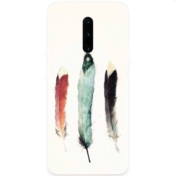Husa silicon pentru OnePlus 7 Pro, Three Feathers