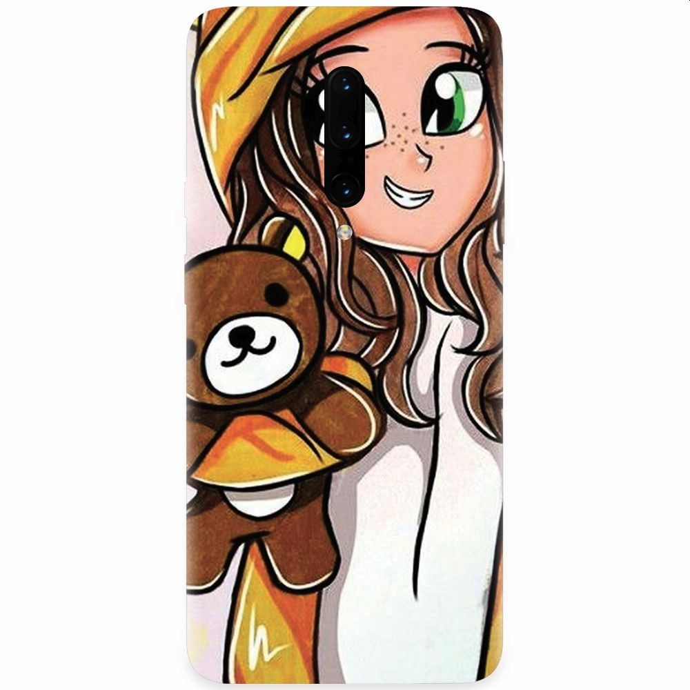 Husa silicon pentru OnePlus 7 Pro, Girl With Little Bear