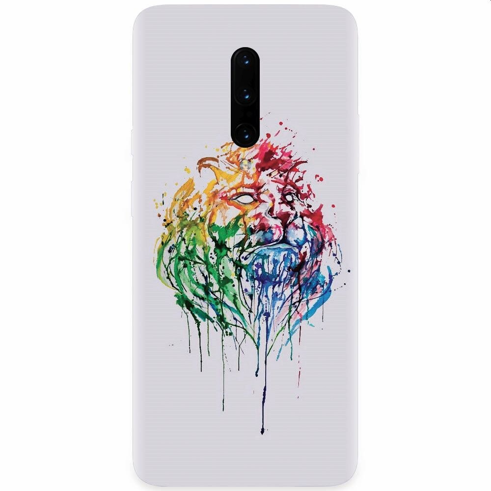 Husa silicon pentru OnePlus 7 Pro, Paint Illustration Lion Head