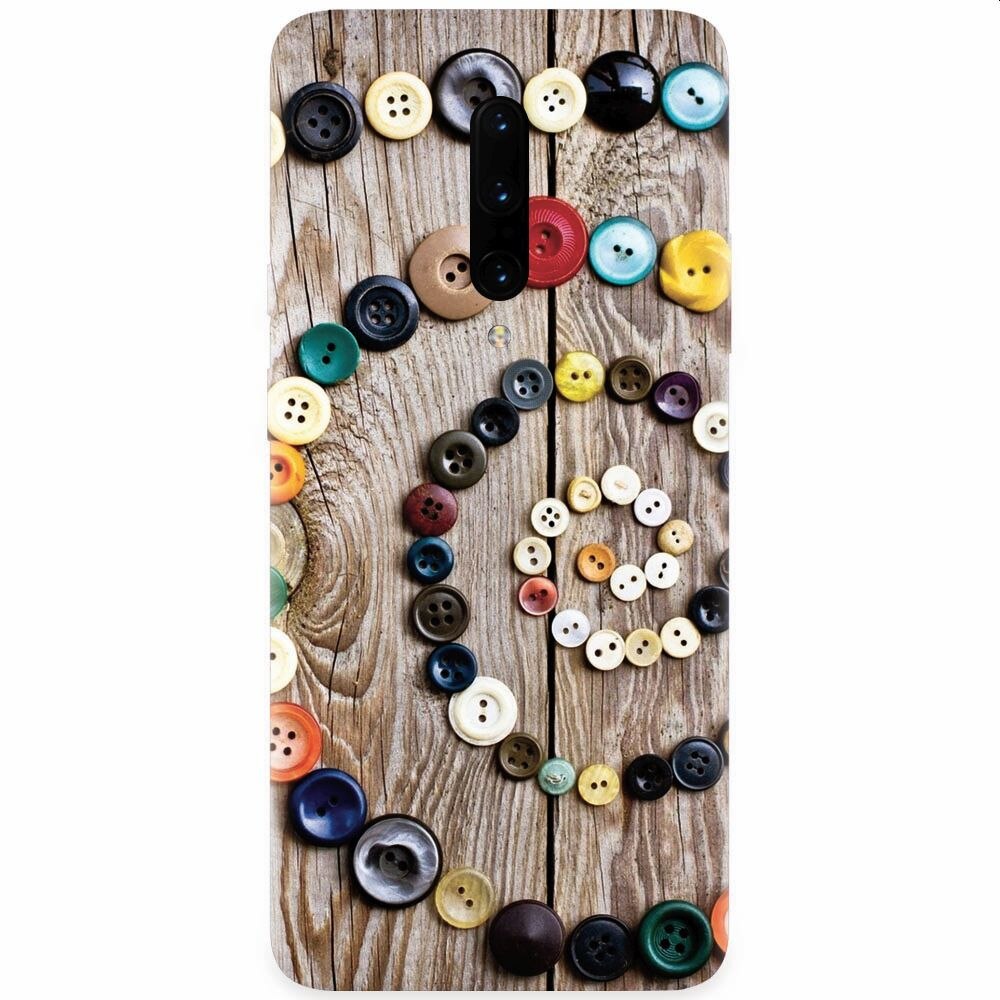Husa silicon pentru OnePlus 7 Pro, Colorful Buttons Spiral Wood Deck