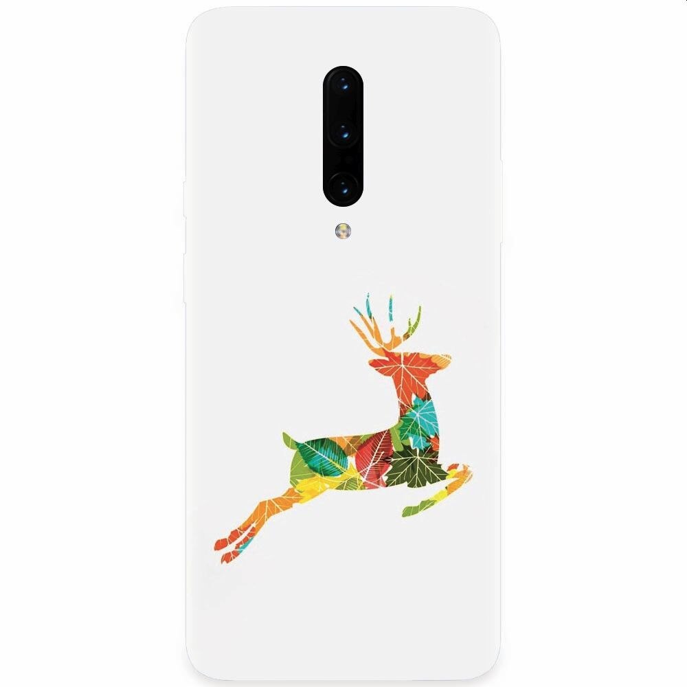 Husa silicon pentru OnePlus 7 Pro, Colorful Reindeer Jump Illustration