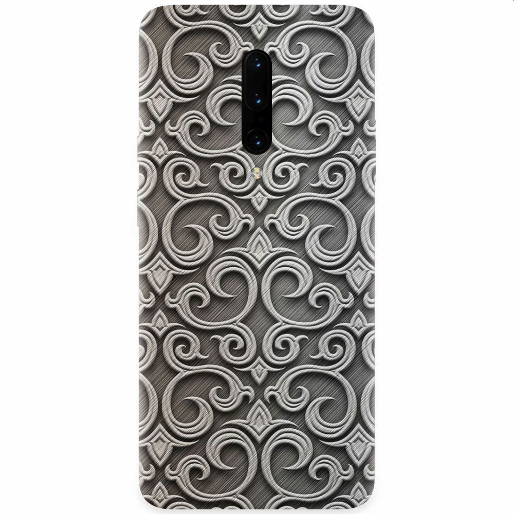 Husa silicon pentru OnePlus 7 Pro, Baroque Silver Pattern