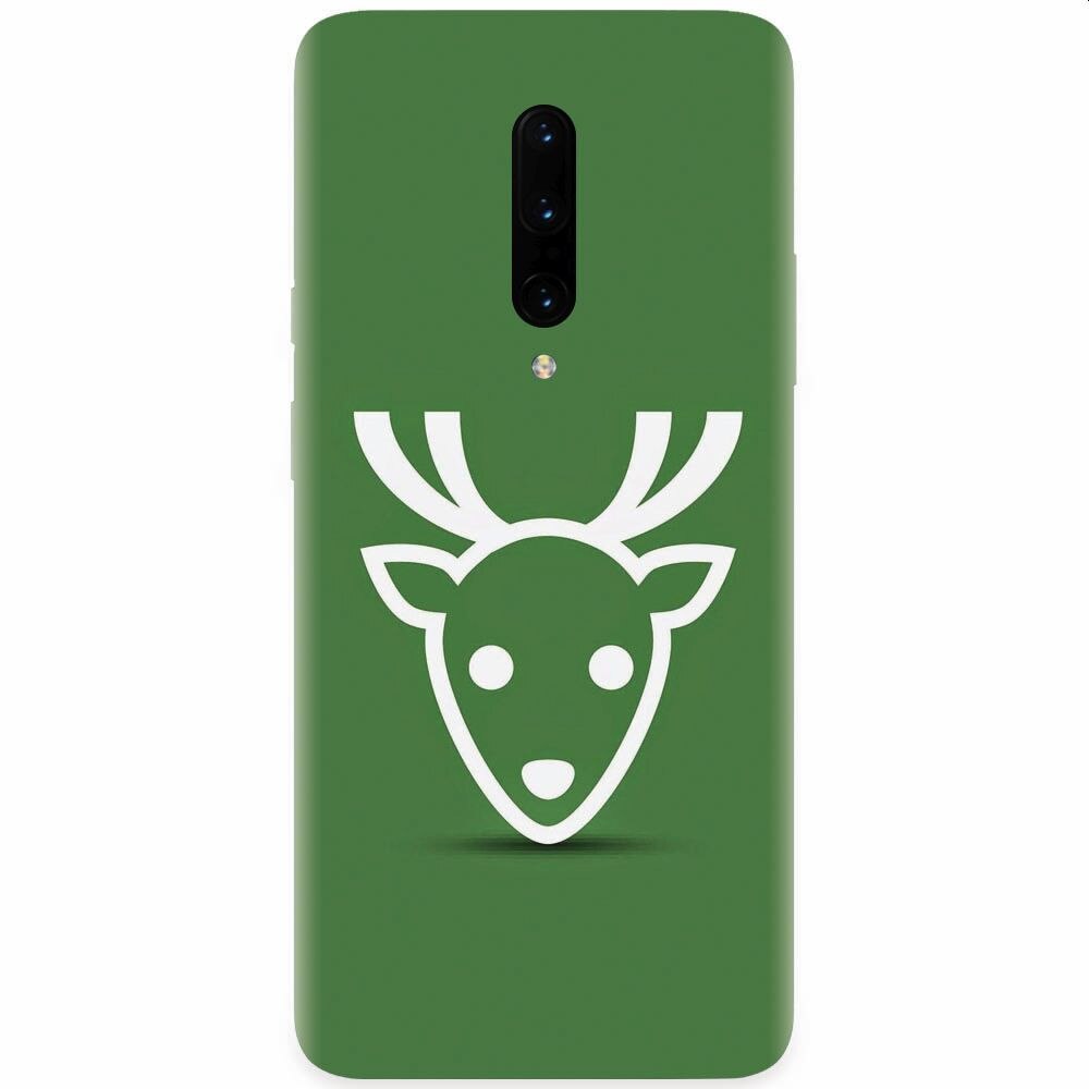 Husa silicon pentru OnePlus 7 Pro, Minimal Reindeer Illustration Green