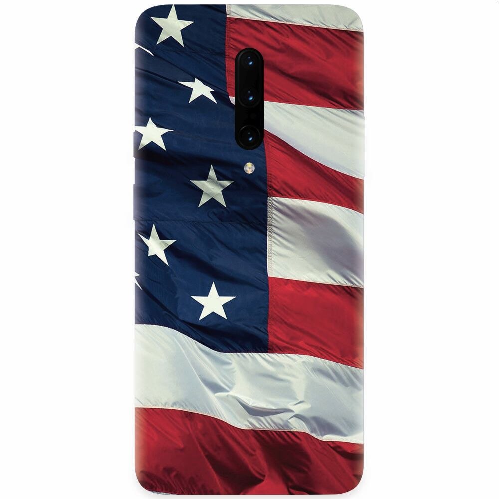 Husa silicon pentru OnePlus 7 Pro, American Flag Illustration