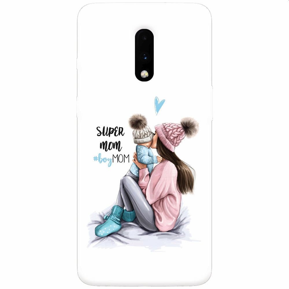 Husa silicon pentru OnePlus 7, Super Mom With Boy