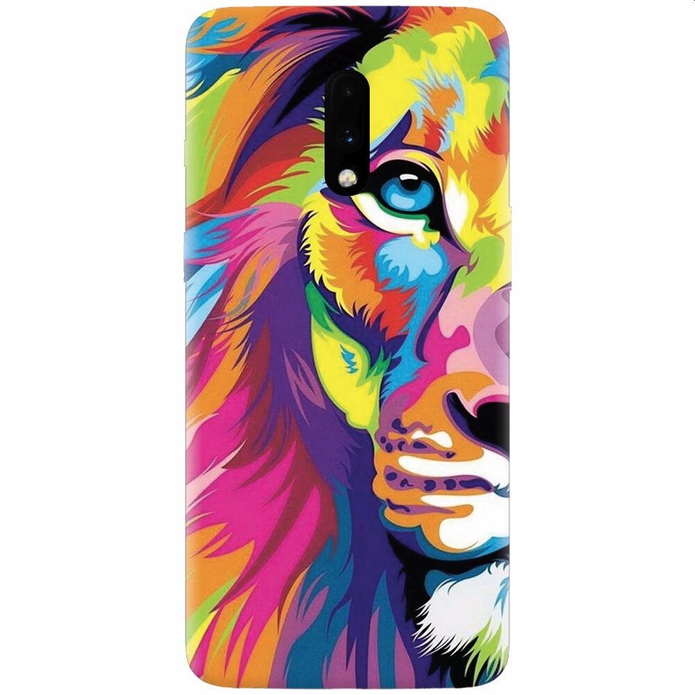 Husa silicon pentru OnePlus 7, Colorfull Lion 002