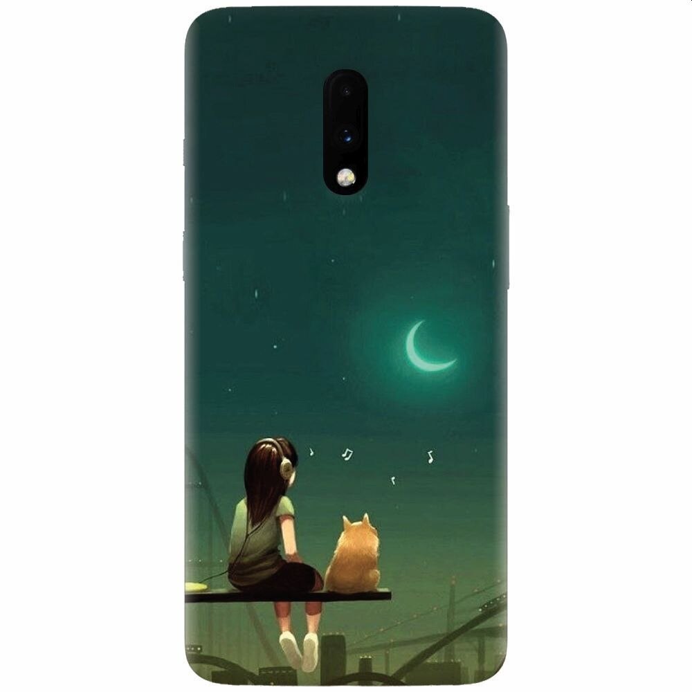 Husa silicon pentru OnePlus 7, Cat And Girl
