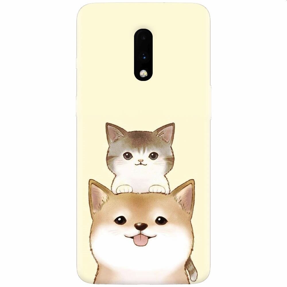 Husa silicon pentru OnePlus 7, Two Cat