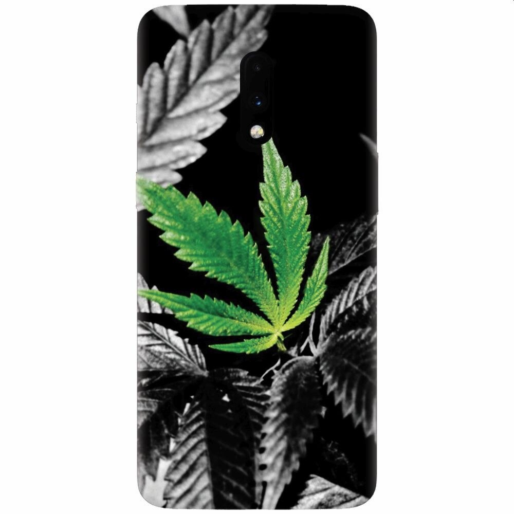 Husa silicon pentru OnePlus 7, Trippy Pot Leaf Green