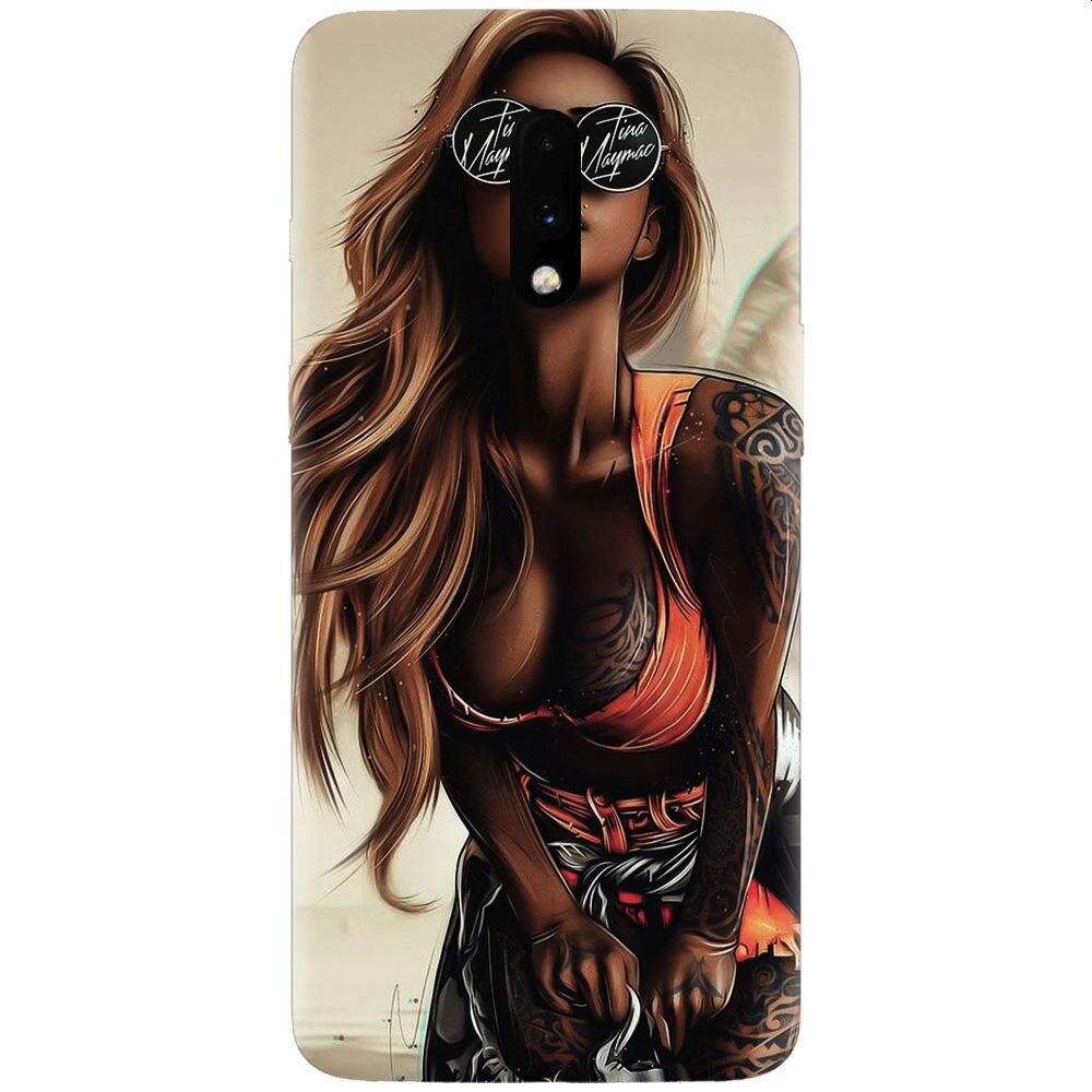 Husa silicon pentru OnePlus 7, Tattoed Girl