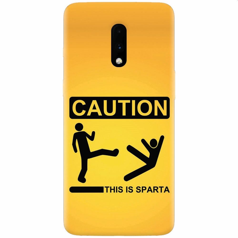 Husa silicon pentru OnePlus 7, This Is Sparta Funny Illustration