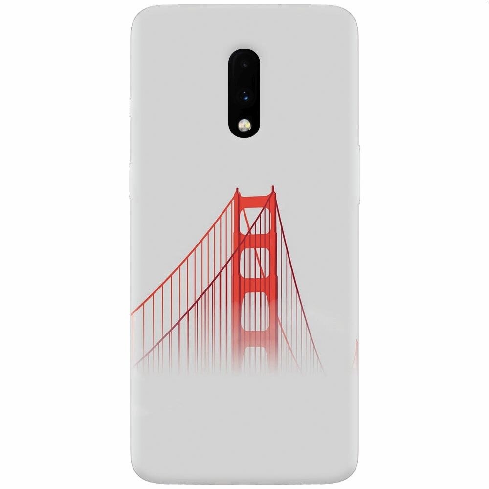Husa silicon pentru OnePlus 7, Red Bridge In Clouds