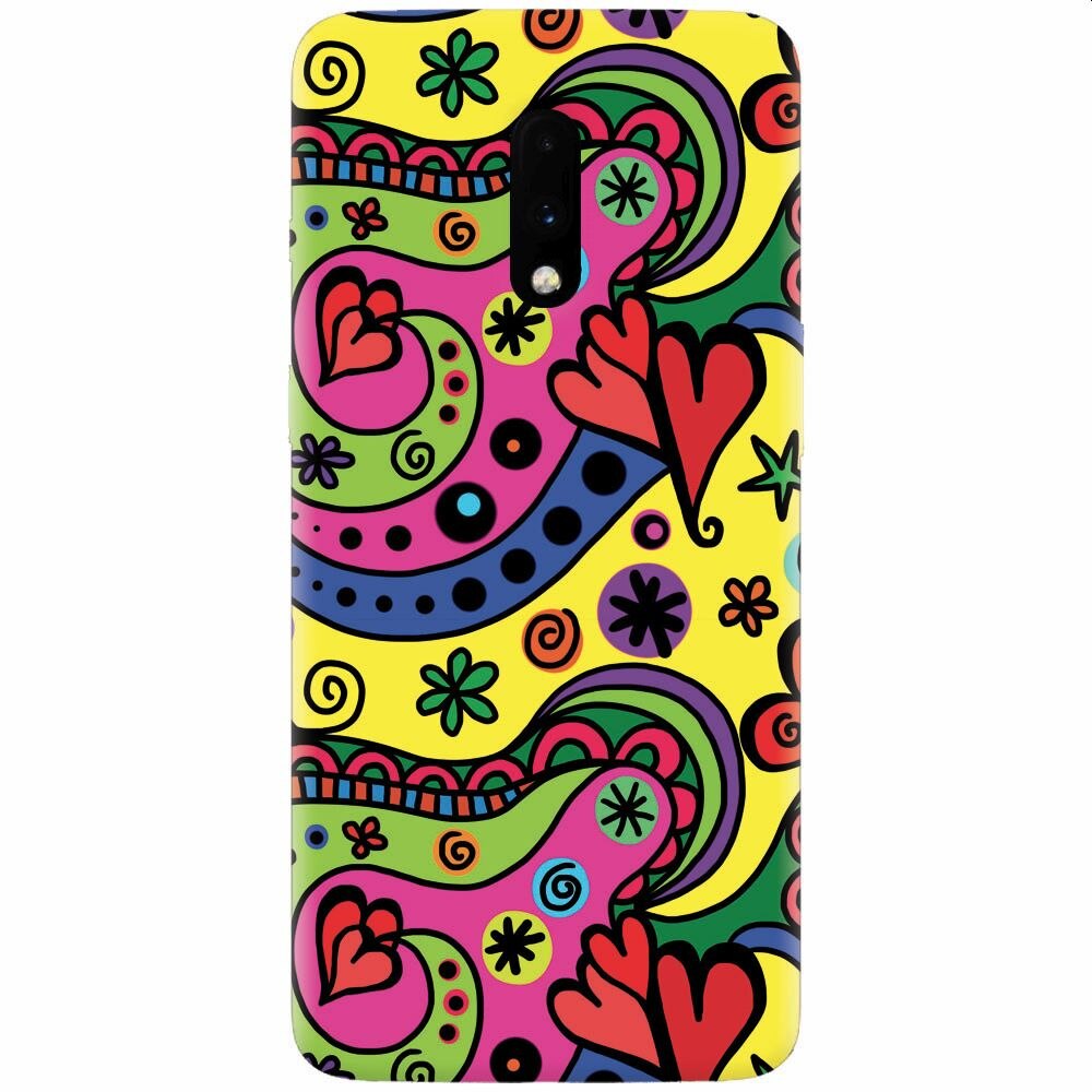 Husa silicon pentru OnePlus 7, Heart Color