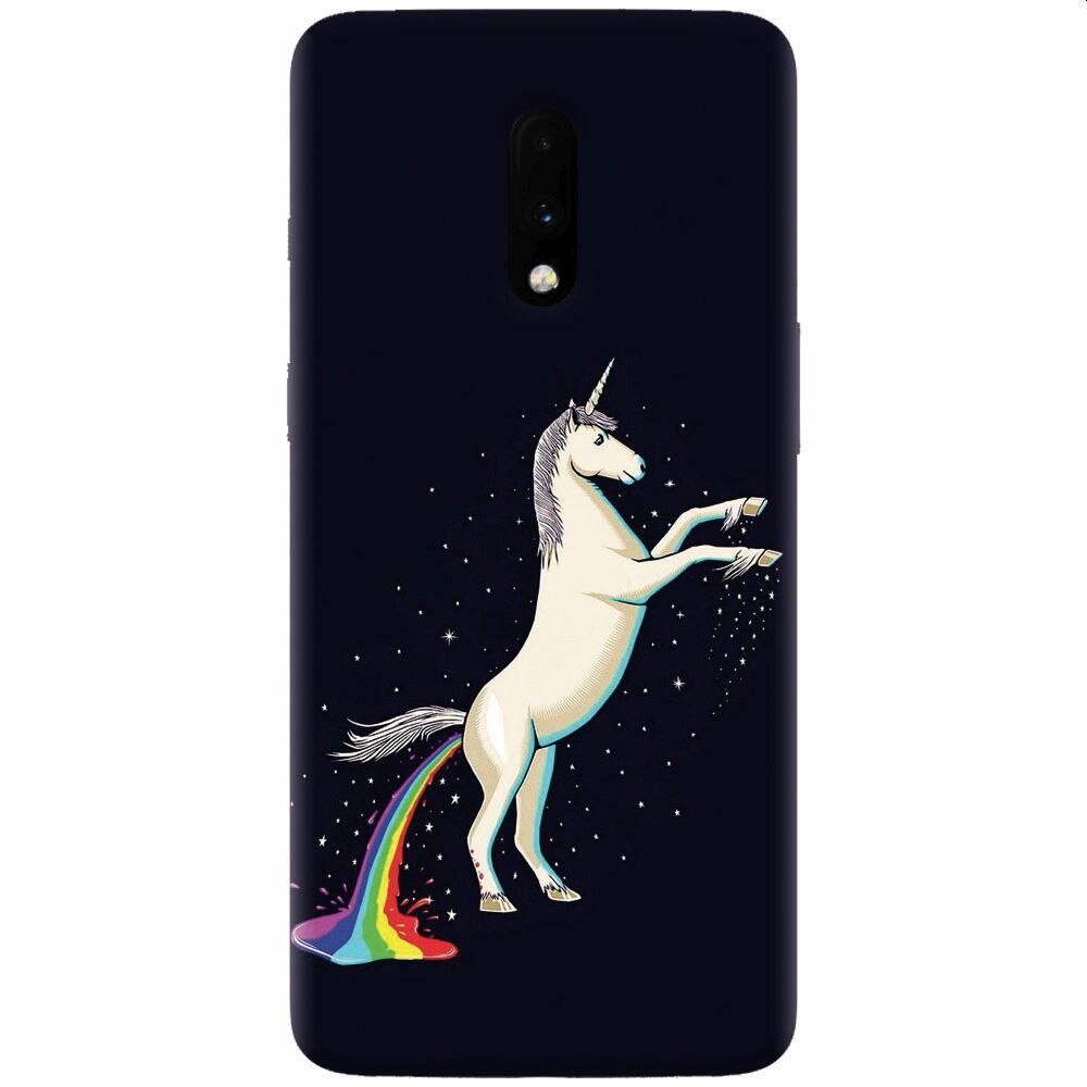 Husa silicon pentru OnePlus 7, Unicorn Shitting Rainbows