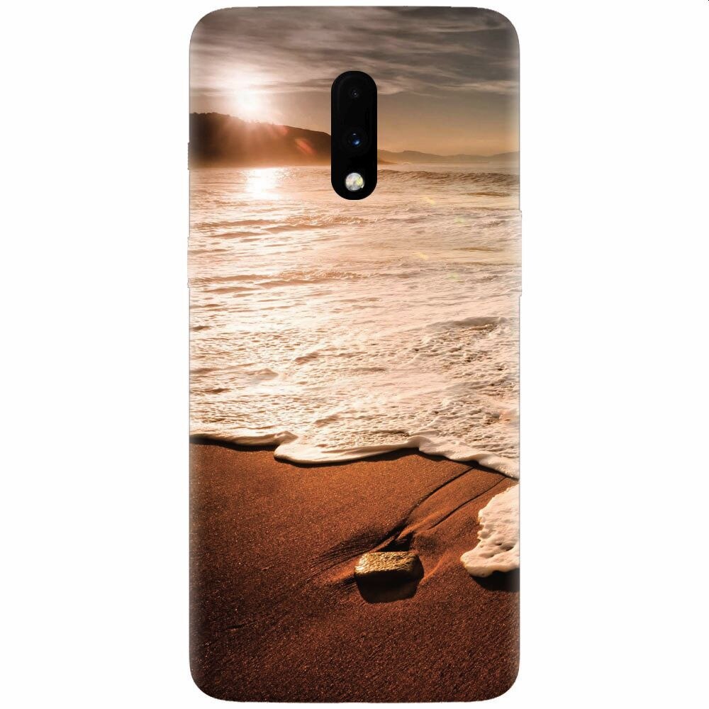 Husa silicon pentru OnePlus 7, Sunset Foamy Beach Wave