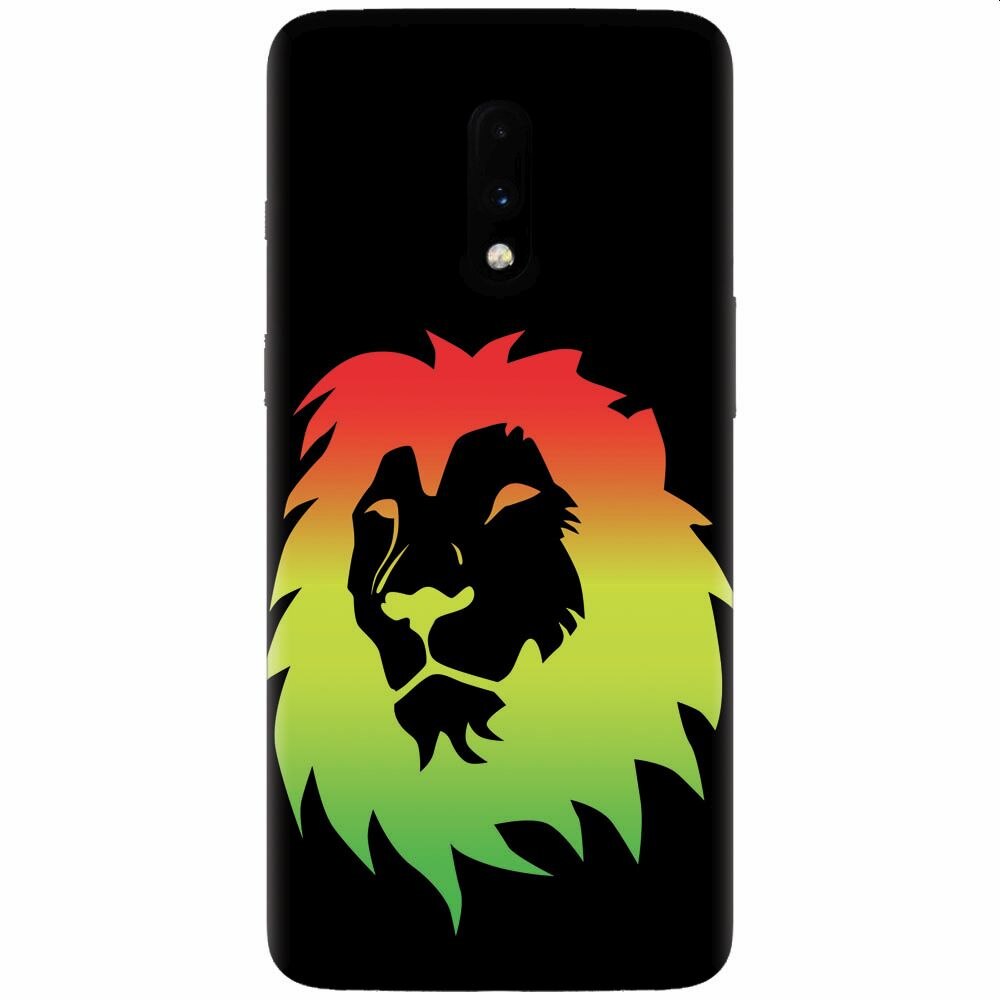 Husa silicon pentru OnePlus 7, Rasta Color Lion