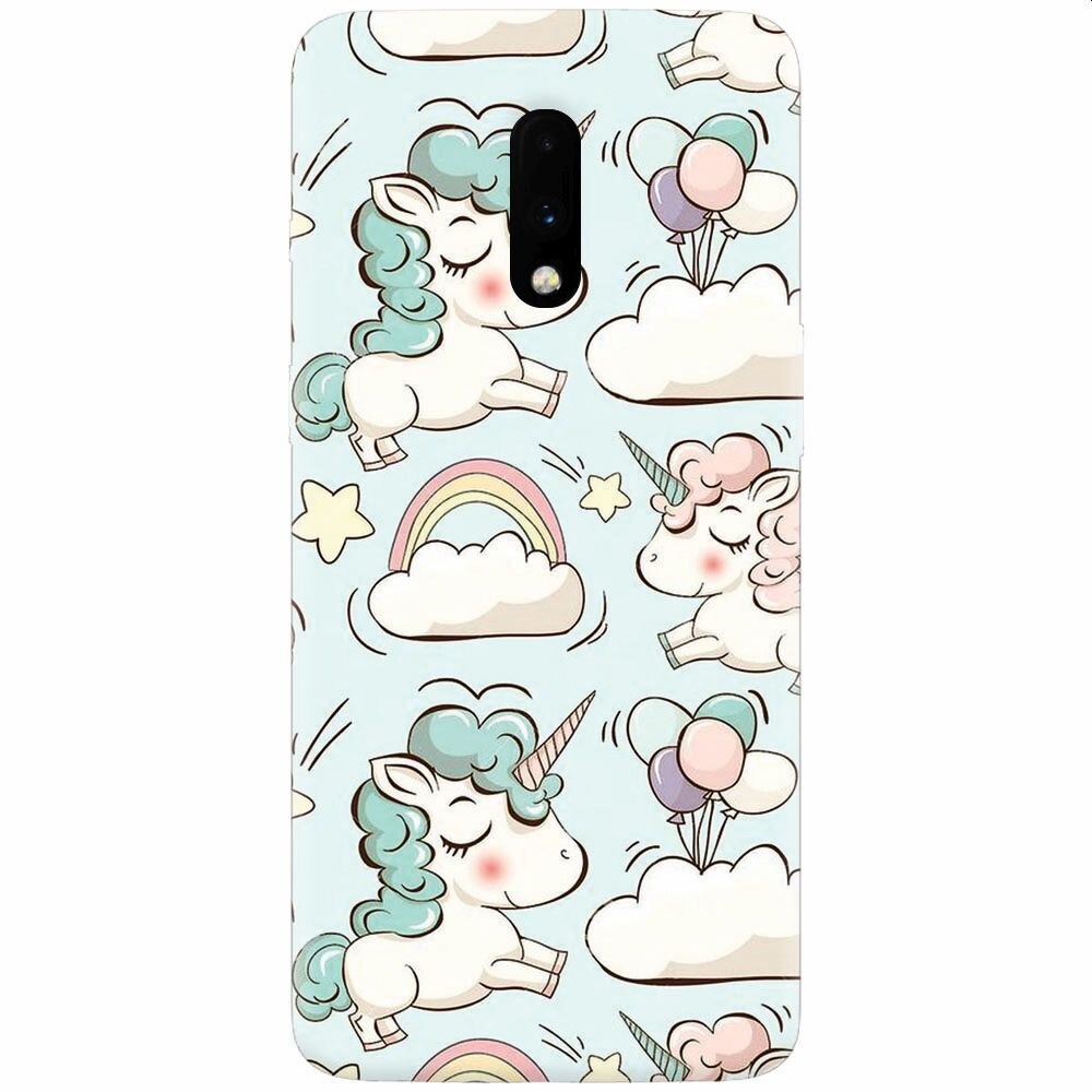 Husa silicon pentru OnePlus 7, Unicorns And Clouds