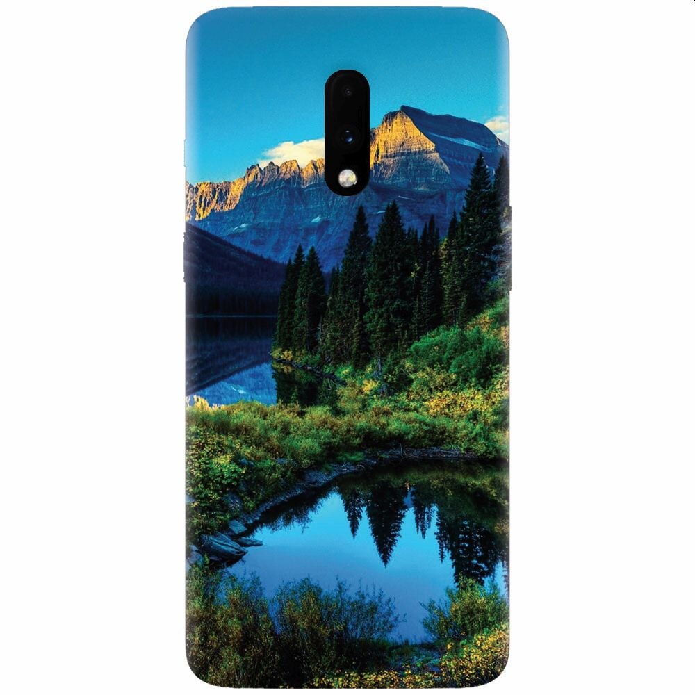 Husa silicon pentru OnePlus 7, HDR Mountains Lake