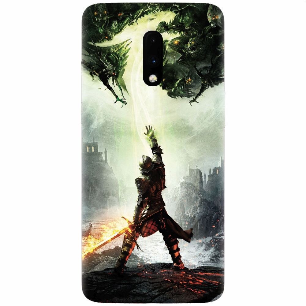 Husa silicon pentru OnePlus 7, Green Dragon