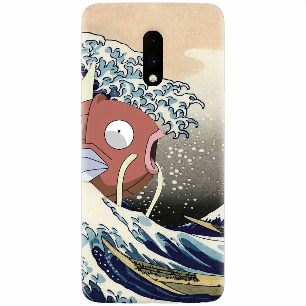 Husa silicon pentru OnePlus 7, Great Wave Fish