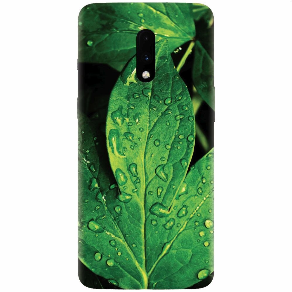 Husa silicon pentru OnePlus 7, Leaves And Dew