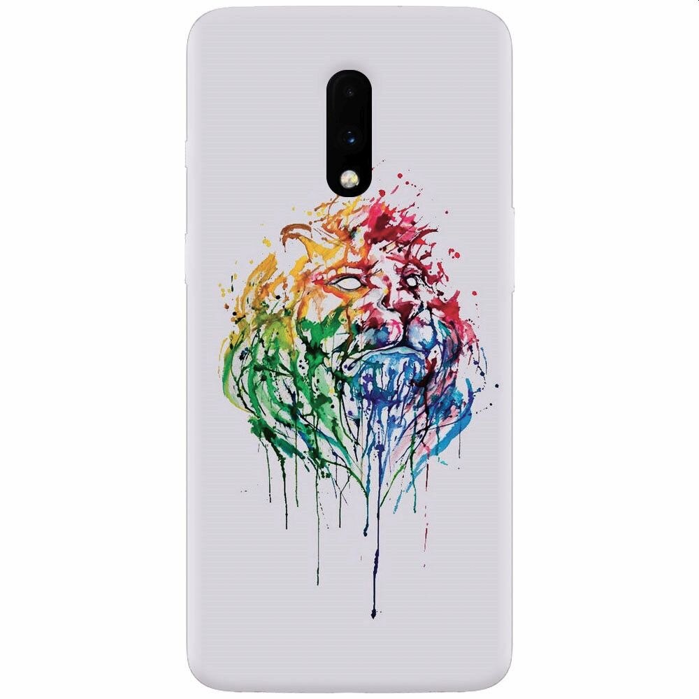 Husa silicon pentru OnePlus 7, Paint Illustration Lion Head