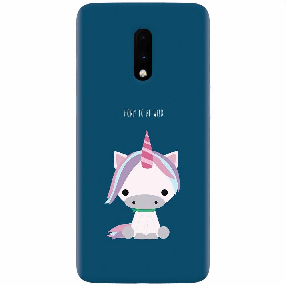Husa silicon pentru OnePlus 7, Horn To Be Wild Cute Unicorn