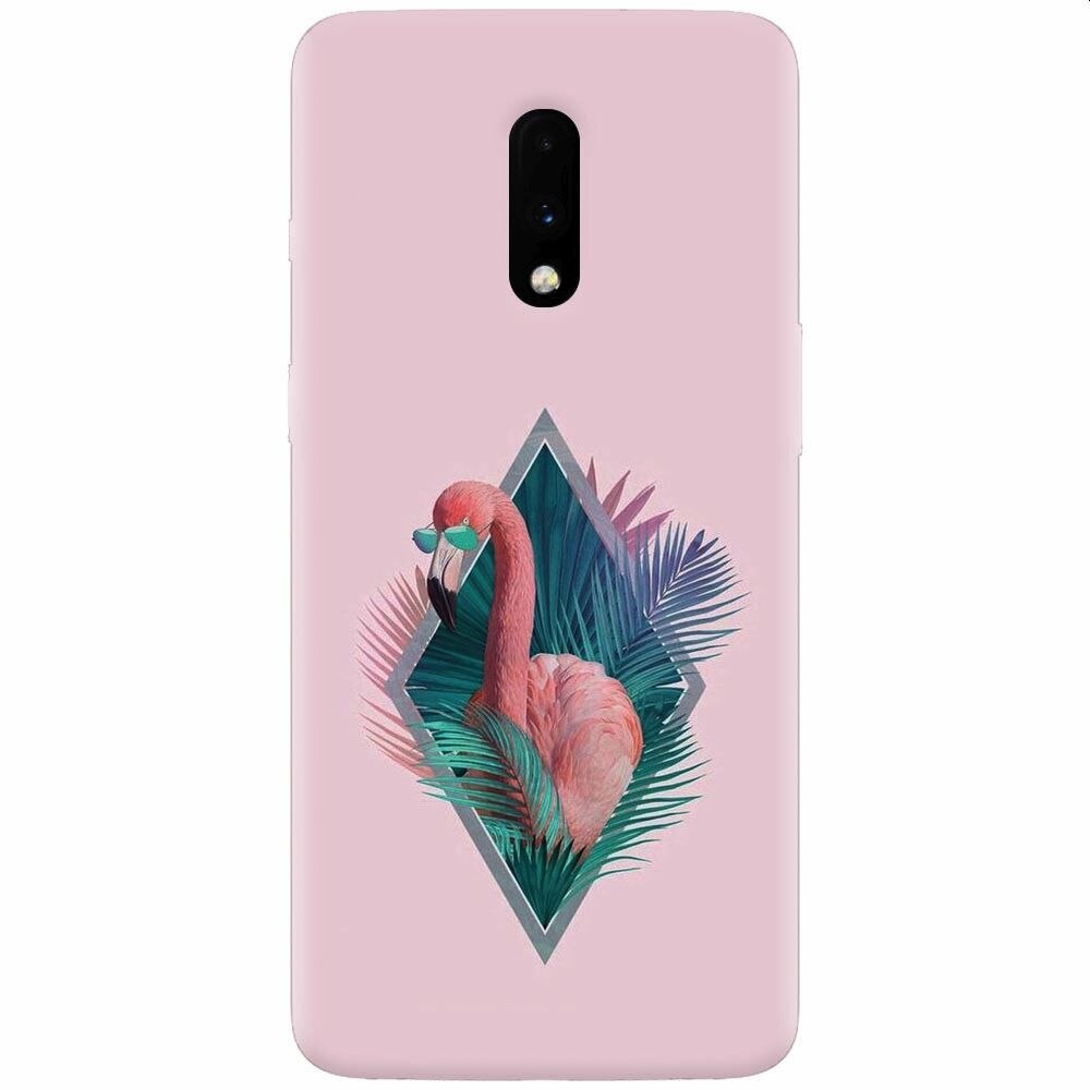 Husa silicon pentru OnePlus 7, Flamingo With Sunglass