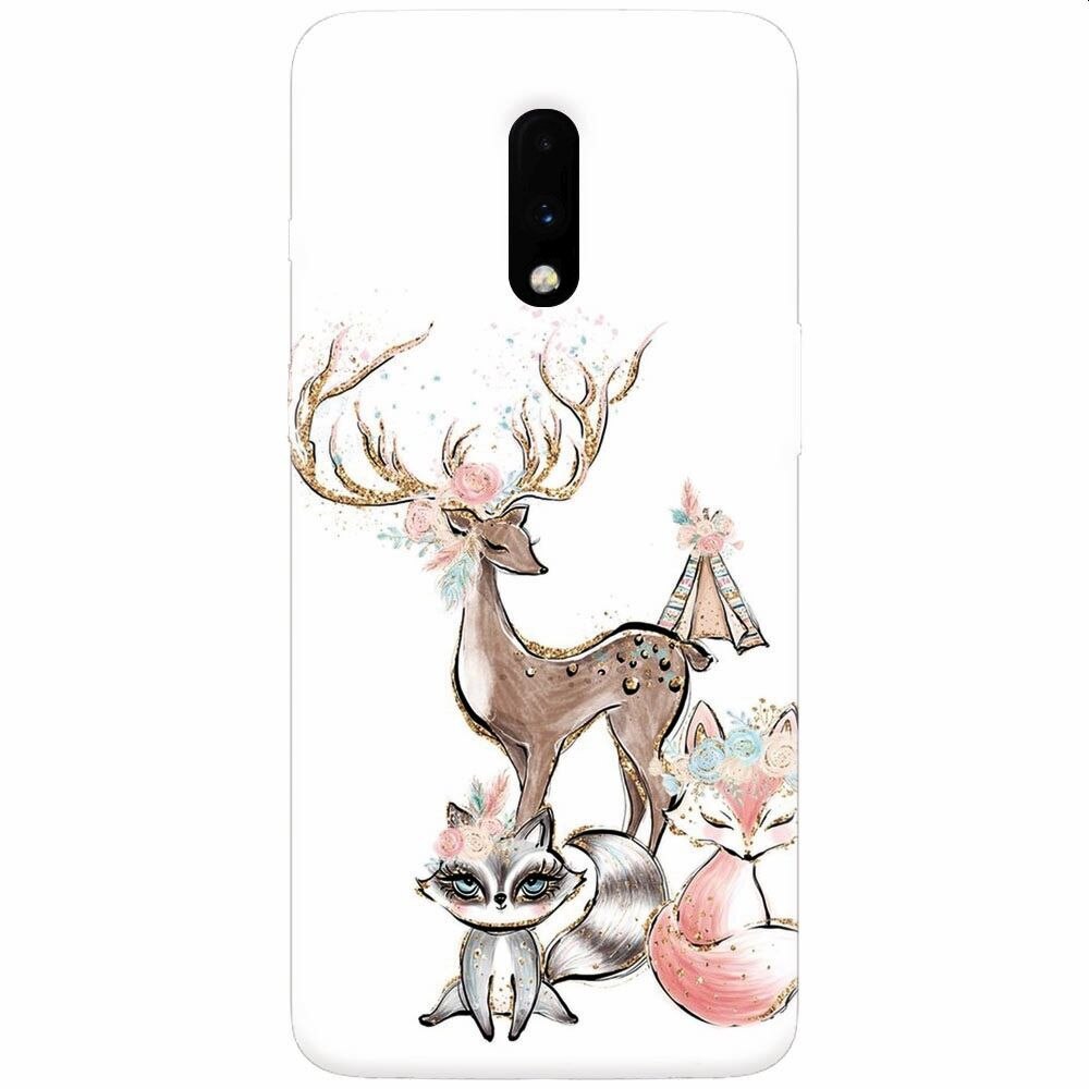 Husa silicon pentru OnePlus 7, Foxs And Deer