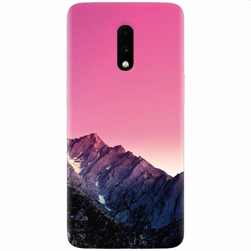 Husa silicon pentru OnePlus 7, Mountain Peak Pink Gradient Effect
