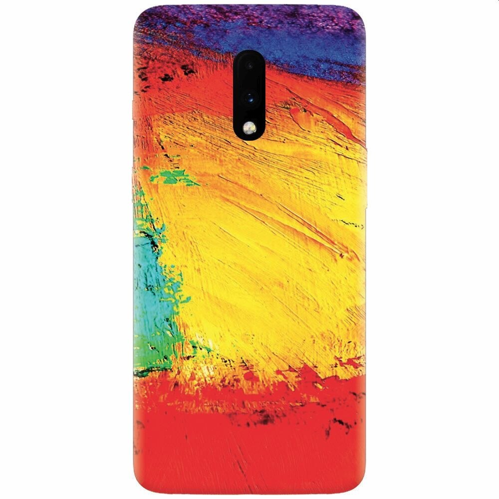 Husa silicon pentru OnePlus 7, Colorful Dry Paint Strokes Texture