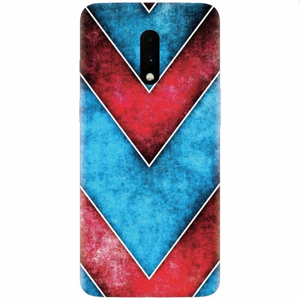 Husa silicon pentru OnePlus 7, Blue And Red Abstract
