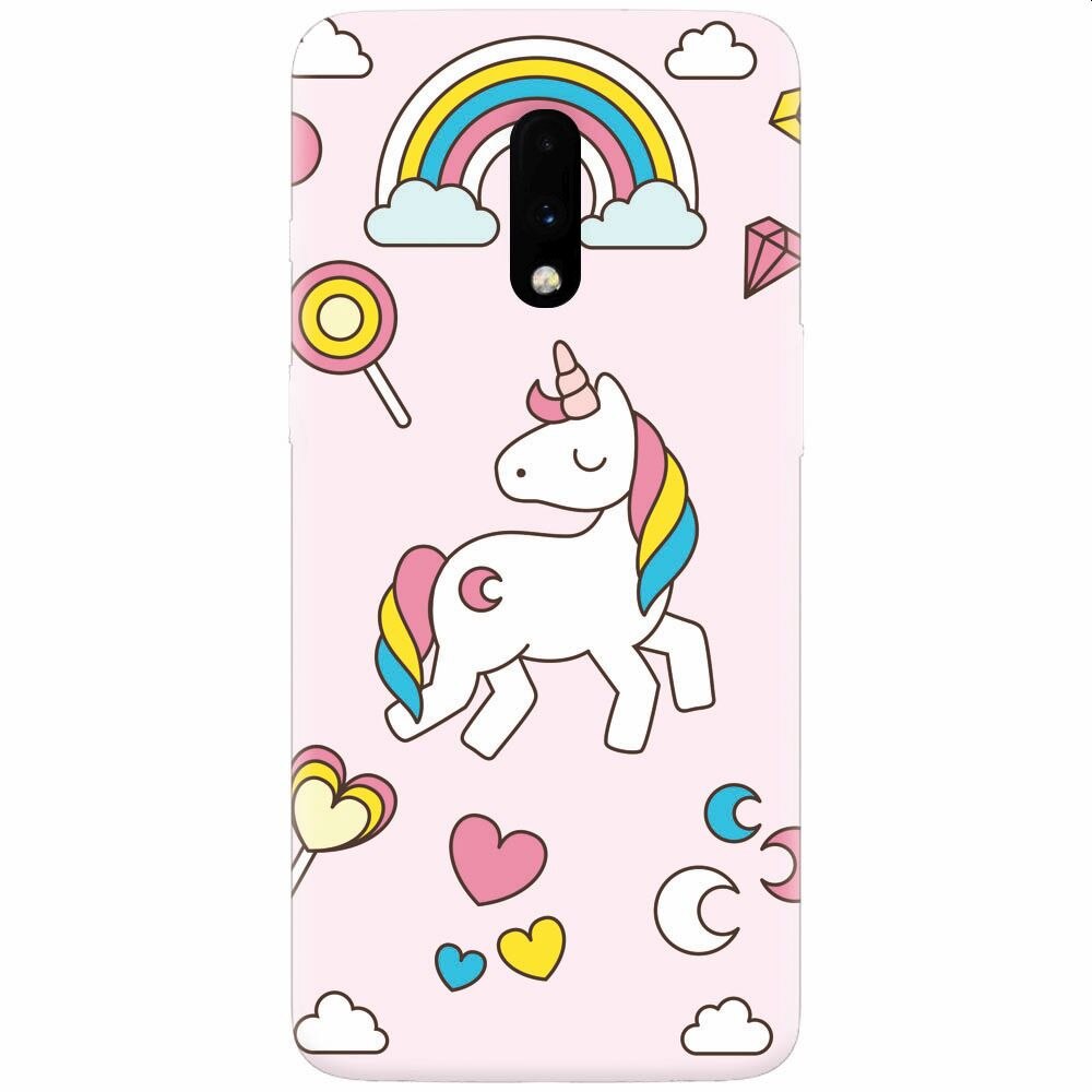 Husa silicon pentru OnePlus 7, Cute Unicorn