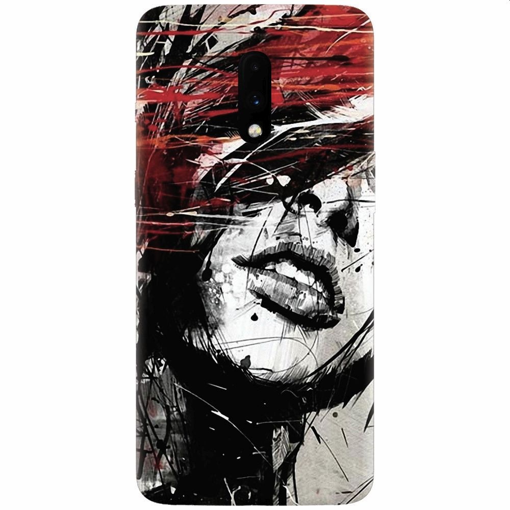 Husa silicon pentru OnePlus 7, Byroglyphics Woman Drawing