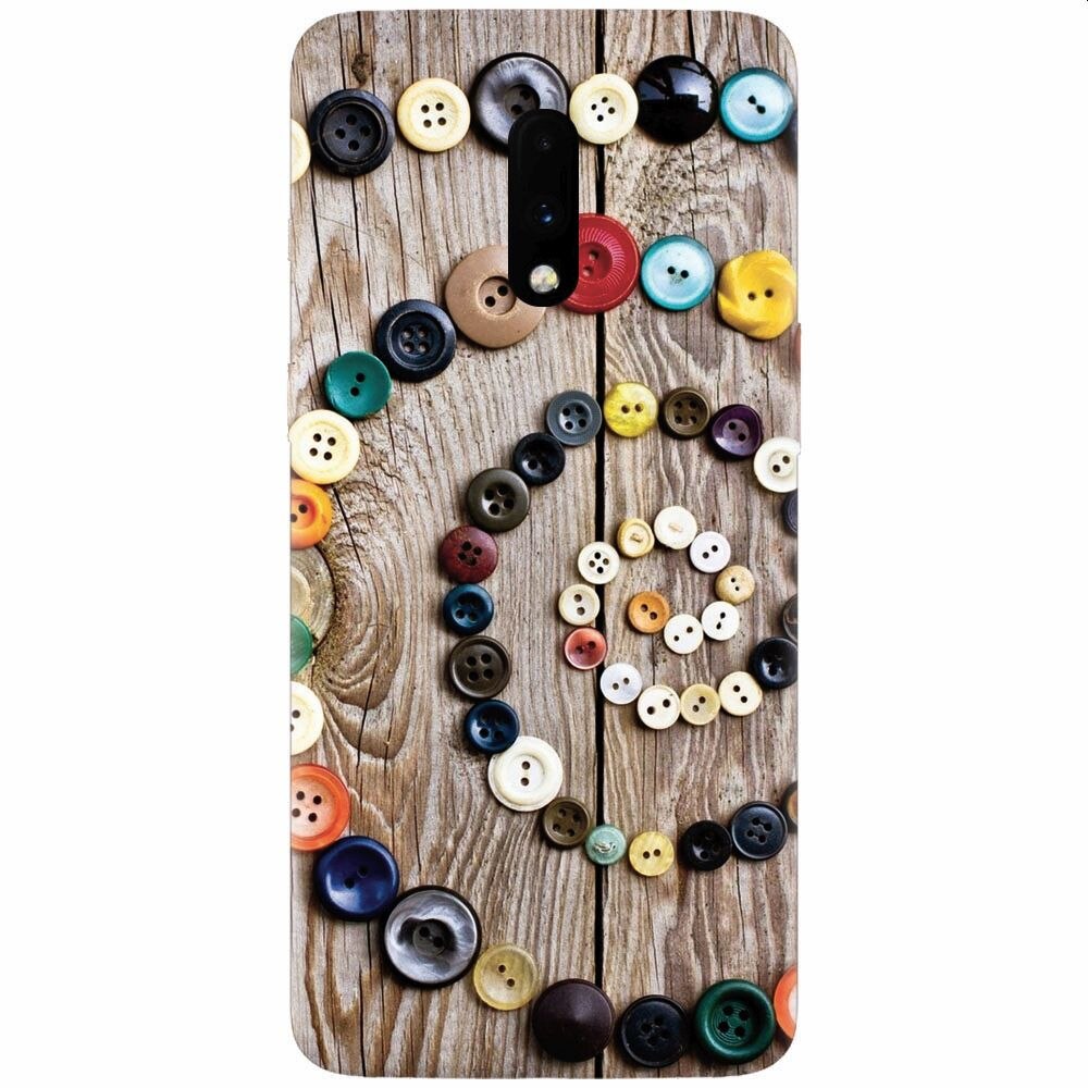 Husa silicon pentru OnePlus 7, Colorful Buttons Spiral Wood Deck