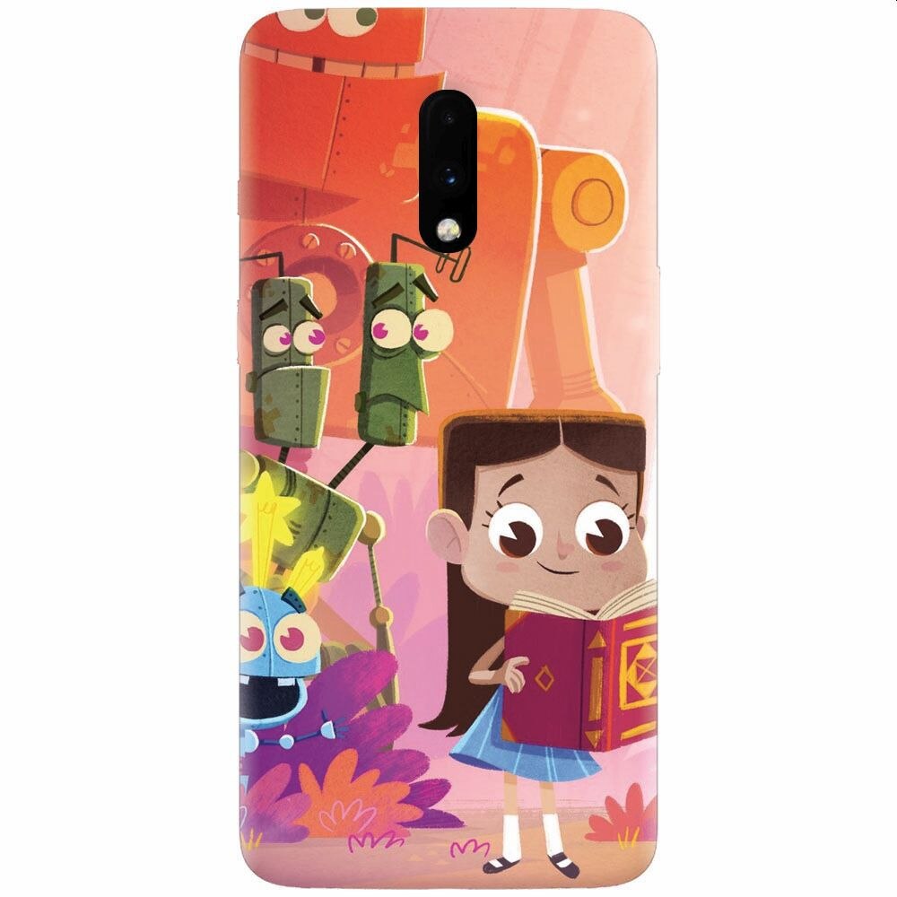 Husa silicon pentru OnePlus 7, Children Kids Robots Illustration Colorful K