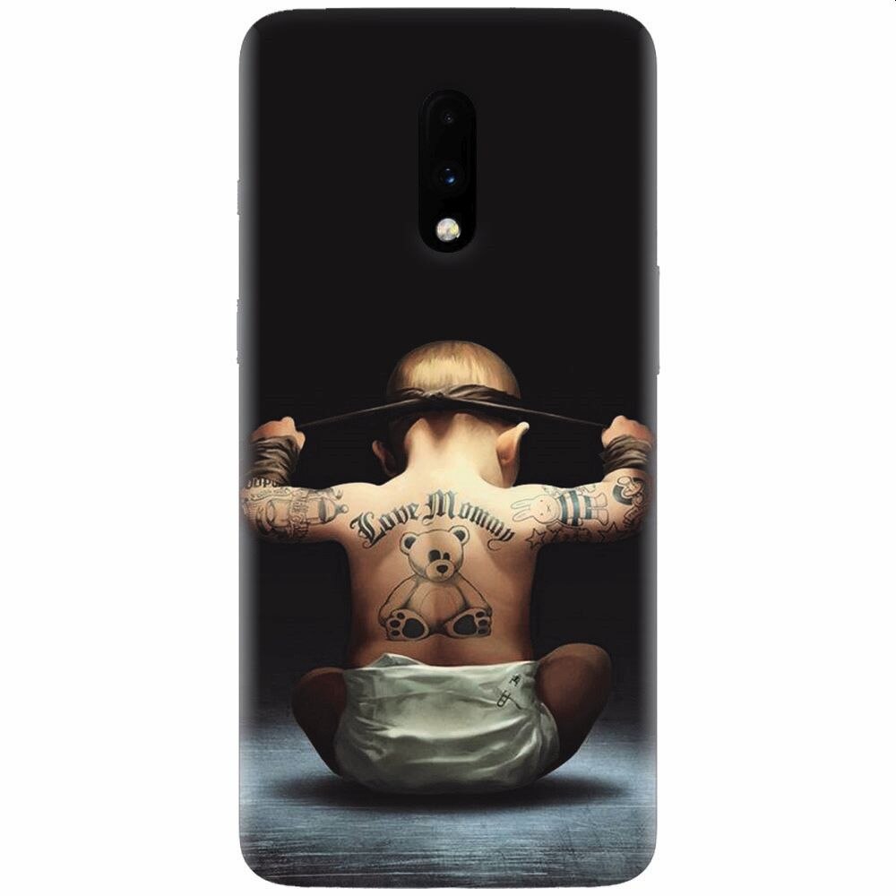 Husa silicon pentru OnePlus 7, Body Builder Cute Baby Tattoo
