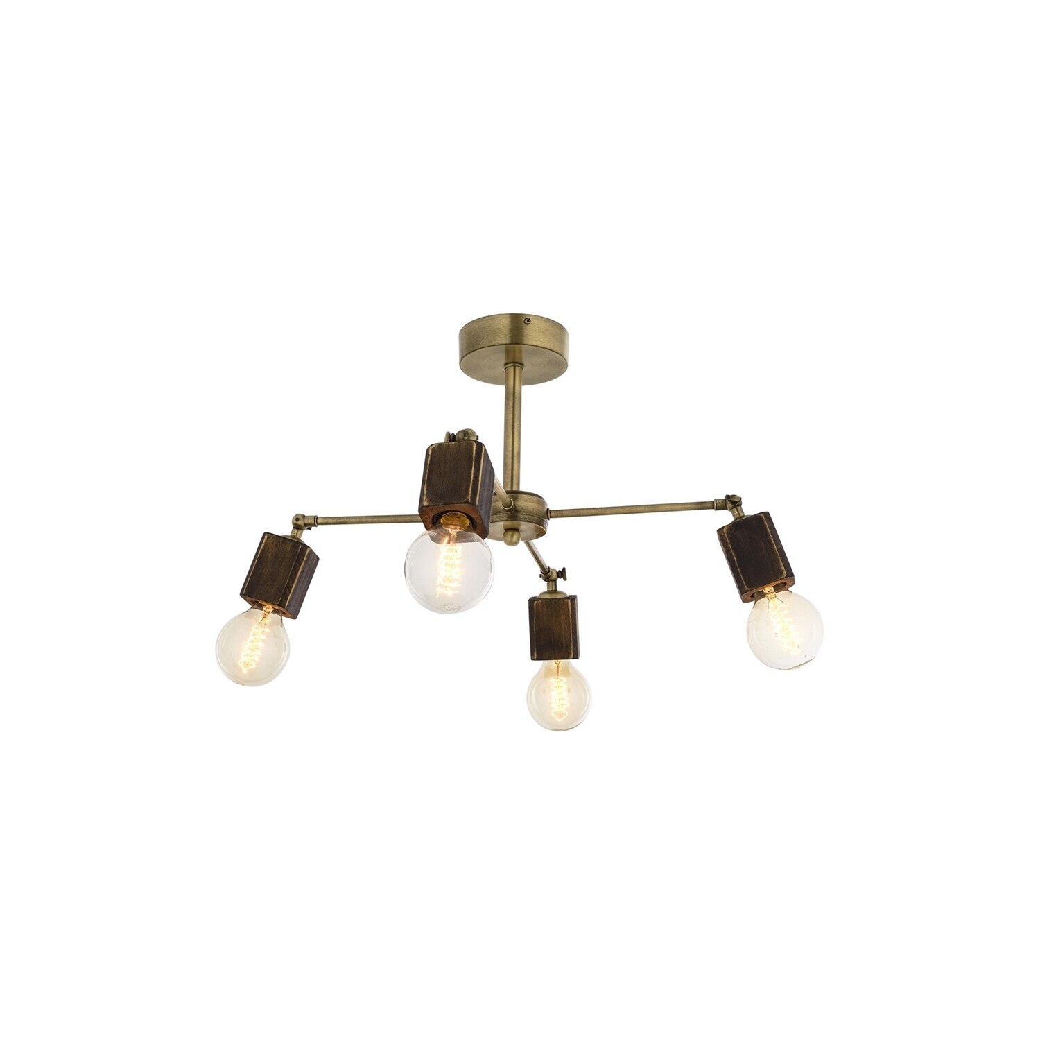 Lustra Avonni 4 brate decoratiuni lemn, finisaj Antique 4xE27 max60W