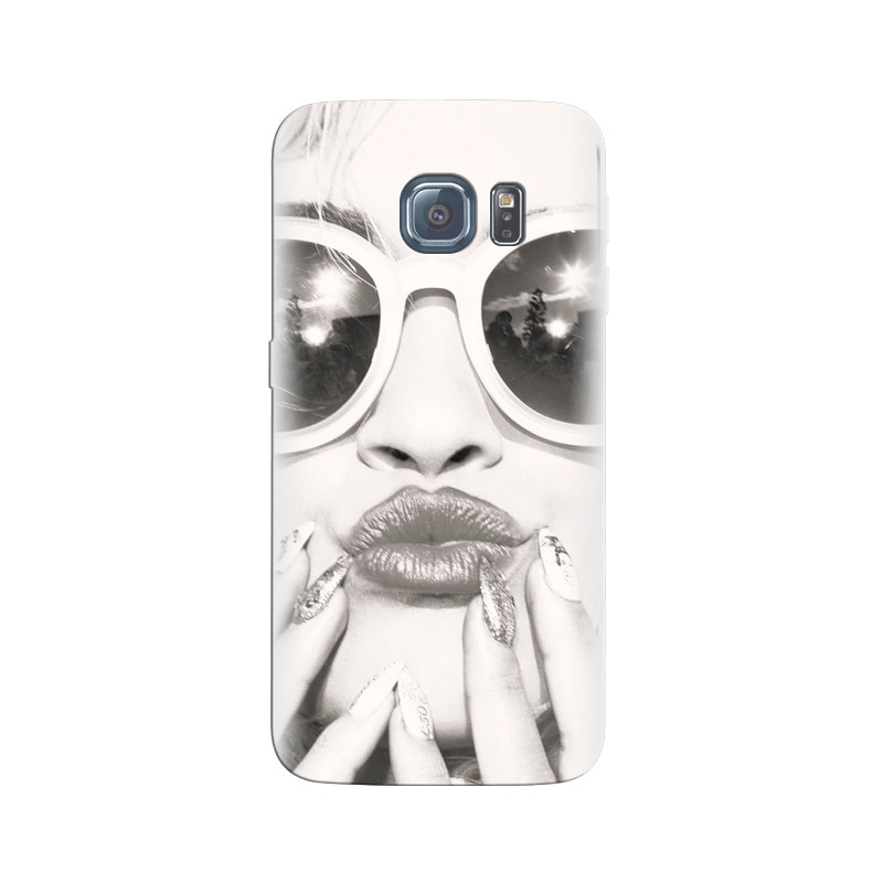Husa Samsung S6 Black And White Portrait Blonde Model In Fashion Sunglasses