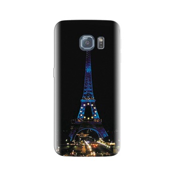Husa Samsung S6 Decore Eiffel Tower With Blue Light At Night Husa Samsung S6 Decore Eiffel Tower With Blue Light At Night