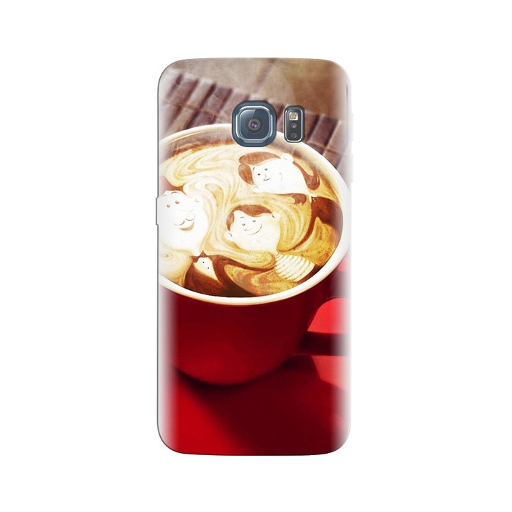 Силиконов капак, съвместим с модел Samsung Galaxy S6 Edge - Family In Coffee Foam Htc One