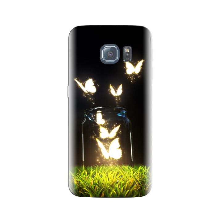 Husa din silicon compatibila cu Samsung Galaxy S6 Edge - model Fantasy Butterfly Jar